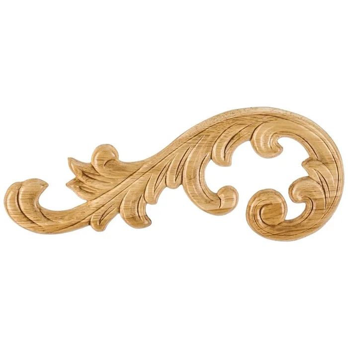 10-5/8 ” W x 5/16 ” D x 4-3/8 ” H Left Pressed Rubberwood Acanthus Appliqué