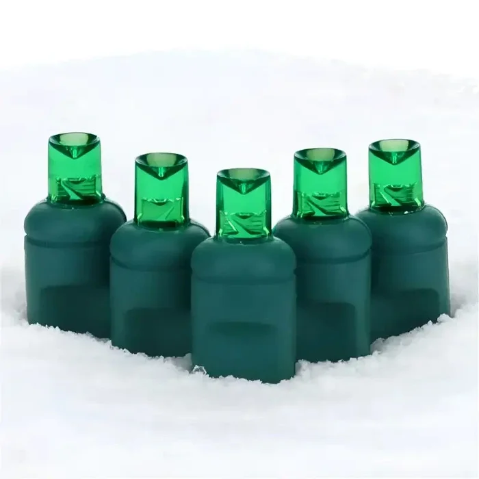 100 5mm Green LED Christmas Lights, 4 ” Spacing