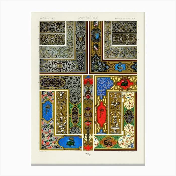 16th Century Pattern, Albert Racine (4) Canvas Print by Fy! Classic Art Prints and Posters
