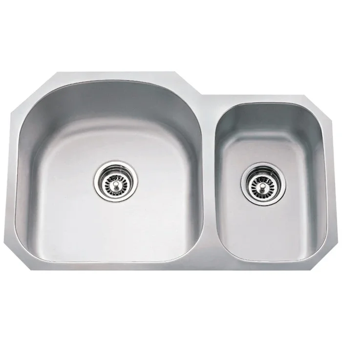 31-1/2 ” L x 20-1/2 ” W x 9 ” D Undermount 18 Gauge Stainless Steel 70/30 Double Bowl Sink