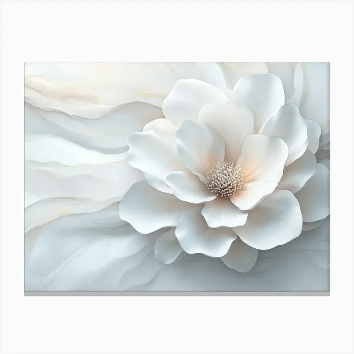 3d Art With Beautiful White Marble Flower Beautiful Abstract Canvas Print by Divine Studio