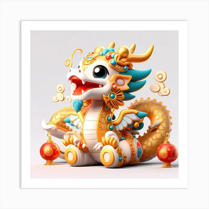 3d dragon, lunar new year | Year of the Dragon Art Print by axton