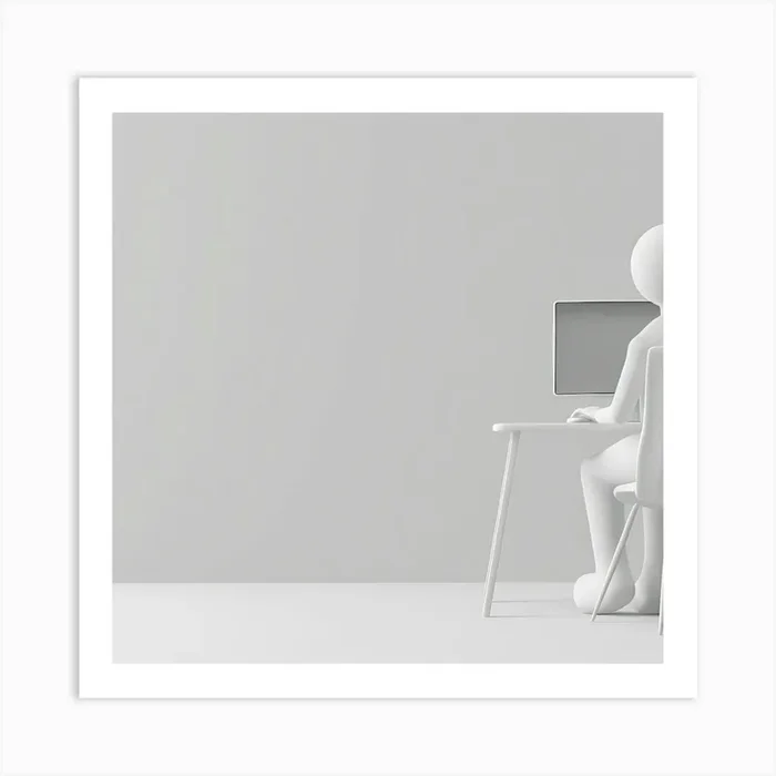 3d Person Sitting At Computer Art Print by ThatWorksMedia