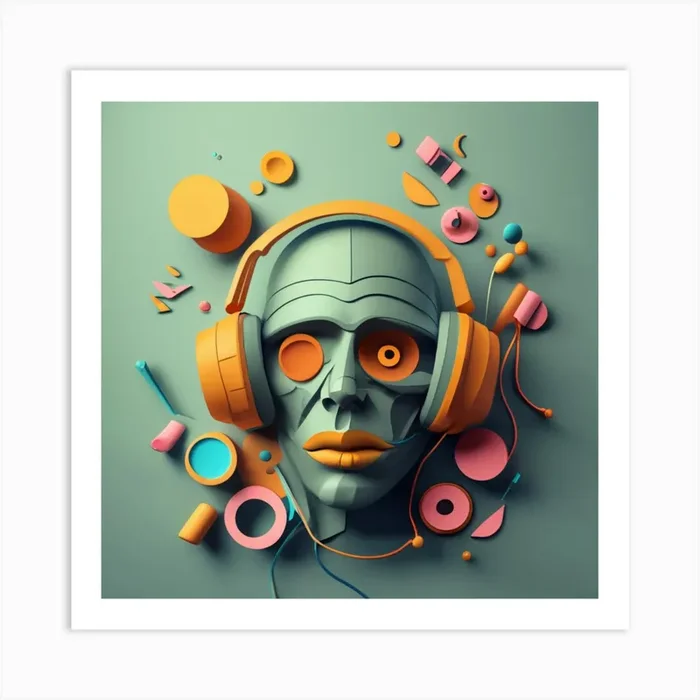 3d Skull With Headphones 2 Art Print by FOX & JAY
