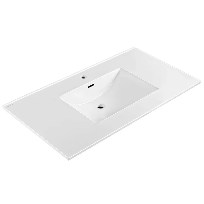 43 ” Countertop Vanity Sink with Integrated Rectangular Bowl, Single Faucet Drilling and Overflow
