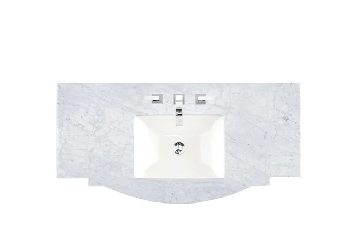 46 ” Single 3 CM Top, Carrara White Marble w/ Sink