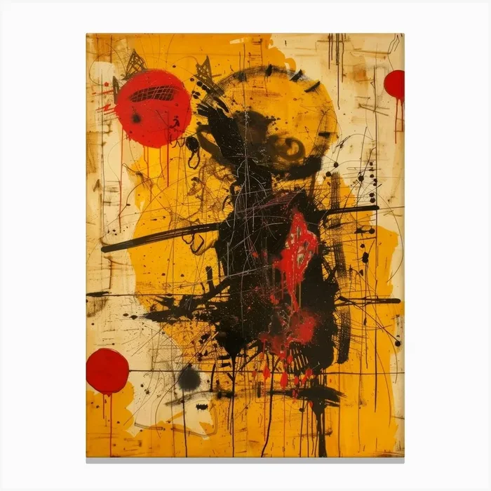 ‘Black & Yellow’ 1 Canvas Print by Moving Clouds Art
