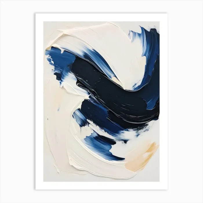 ‘Blue And White’ 1 Art Print by Moving Clouds Art