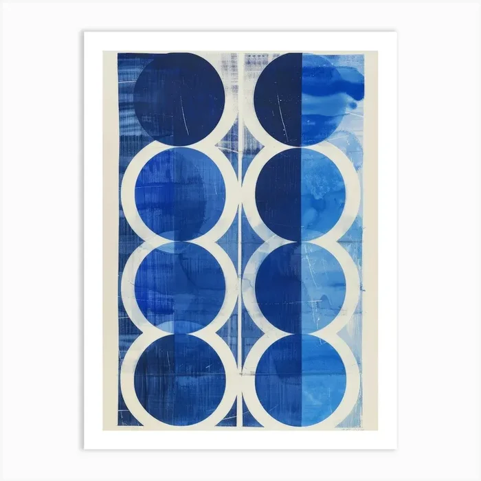 ‘Blue Circles’ 2 Art Print by Moving Clouds Art