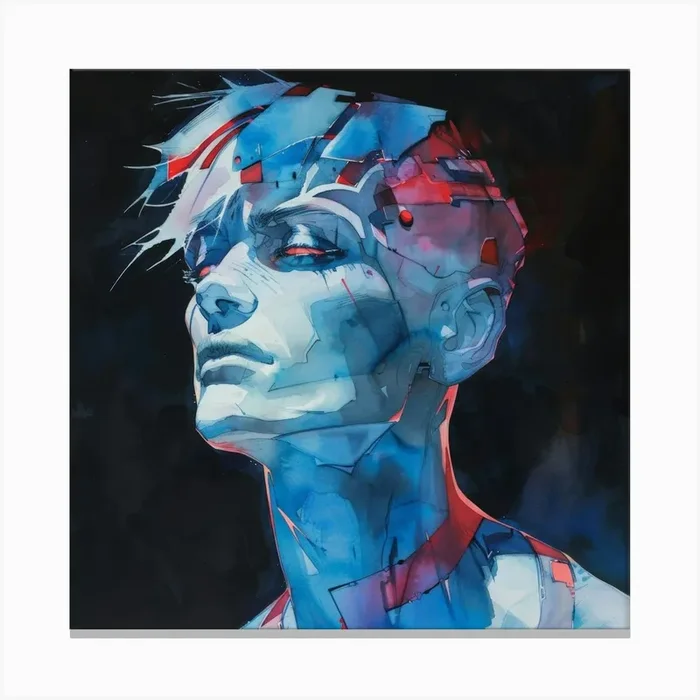 ‘Blue Man’ 4 Canvas Print by Moving Clouds Art