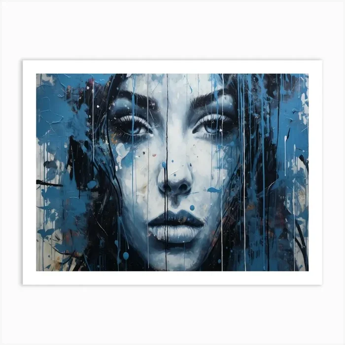 ‘Blue Woman’ Art Print by ArtCanvasQuest
