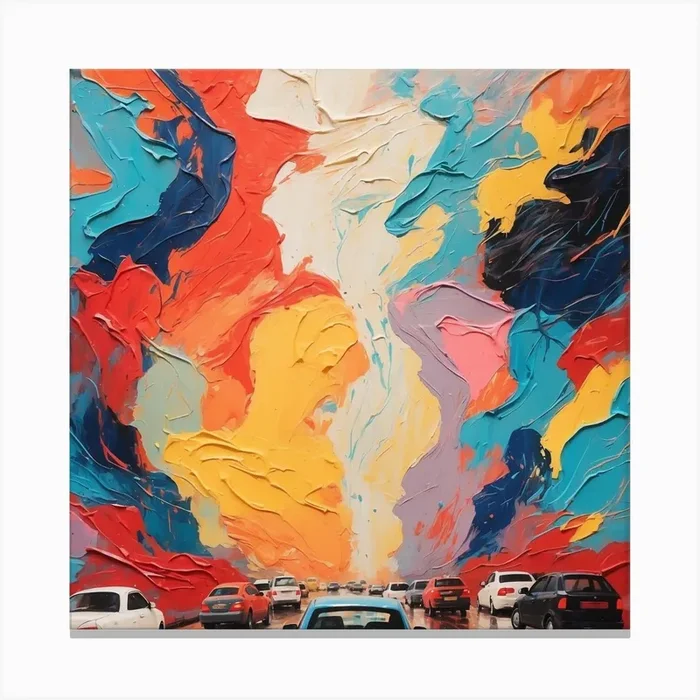 ‘Cars In The Rain’ Canvas PrintA by amerabuhasan