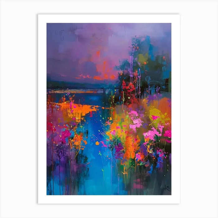 ‘Flowers By The Lake’ Art Print by DamianLuna