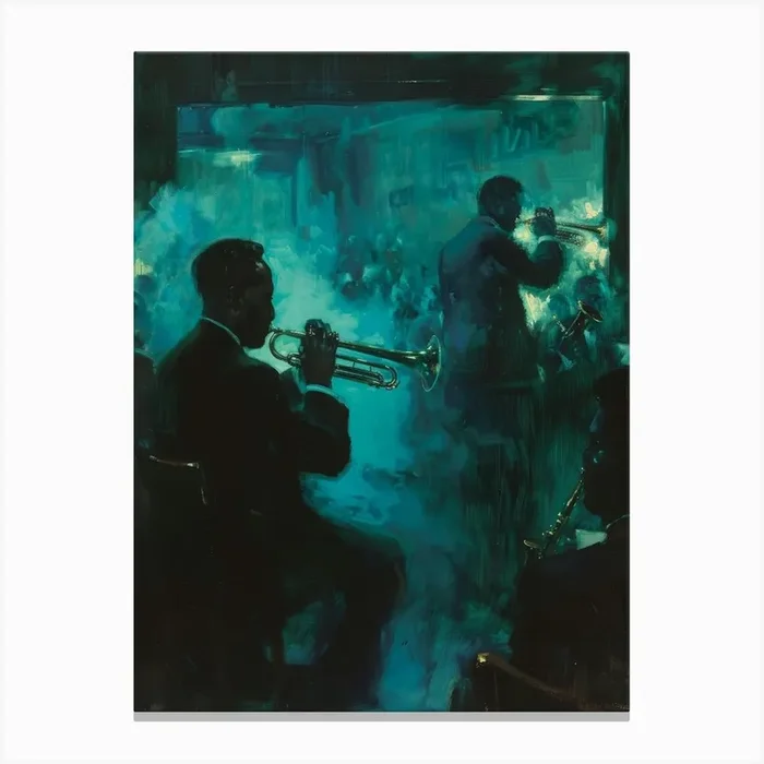 ‘New Orleans Jazz Band’ Canvas Print by Moving Clouds Art