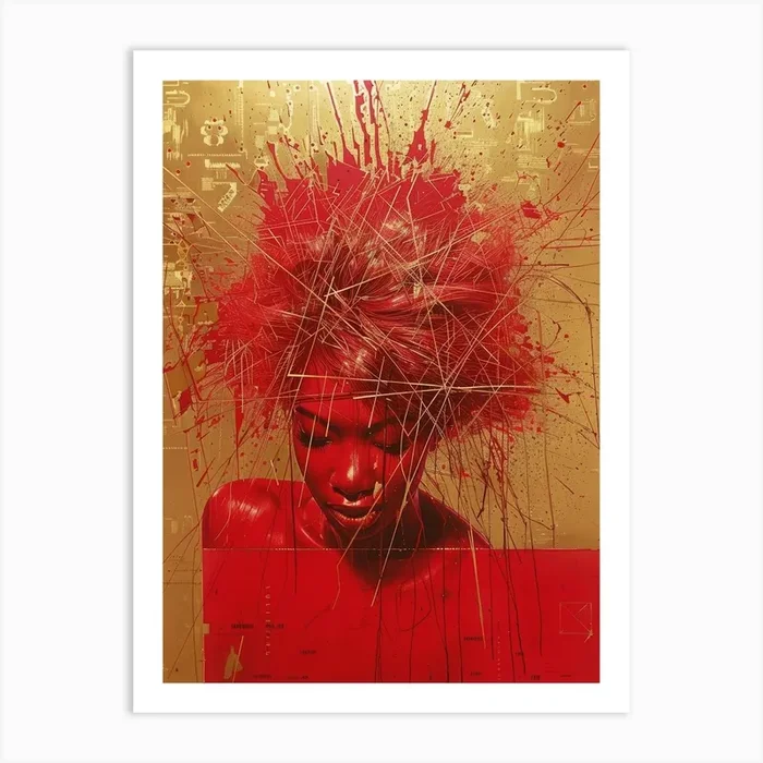 ‘Red Woman’ Art Print by Moving Clouds Art