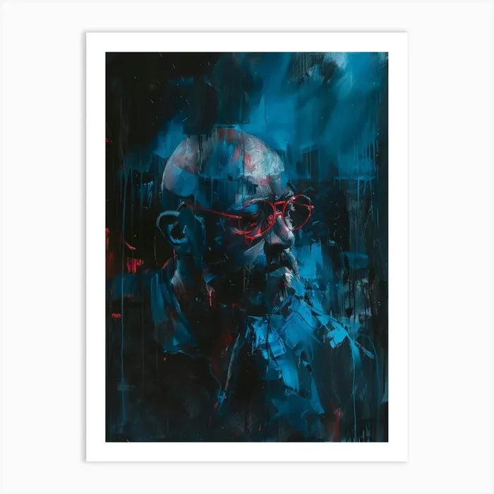‘The Man With Glasses’ Art Print by Moving Clouds Art