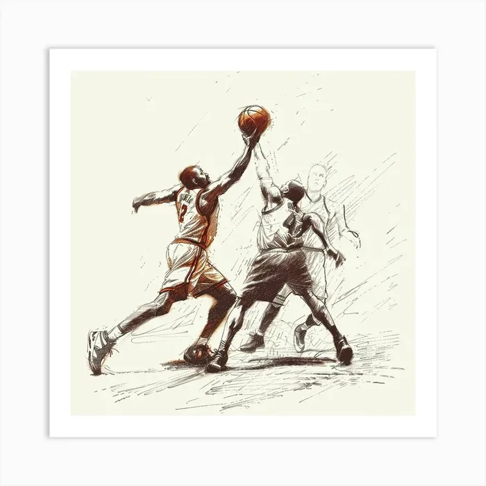 A Basketball Match Hand Drawn Sketch Illustratio 1718671009 2 Art Print by ThatWorksMedia