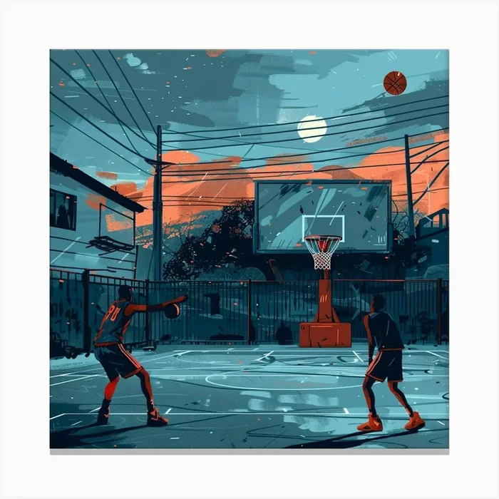 A Basketball Match Lofi Illustration 1718670951 1 Canvas Print by ThatWorksMedia