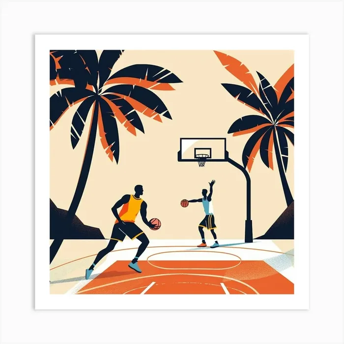 A Basketball Match Minimal Illustration 1718671072 4 Art Print by ThatWorksMedia