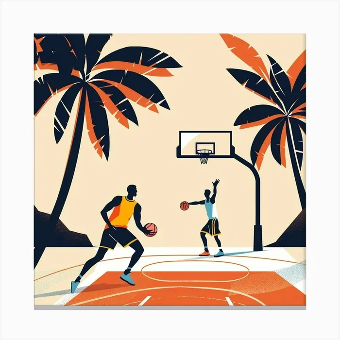 A Basketball Match Minimal Illustration 1718671072 4 Canvas Print by ThatWorksMedia
