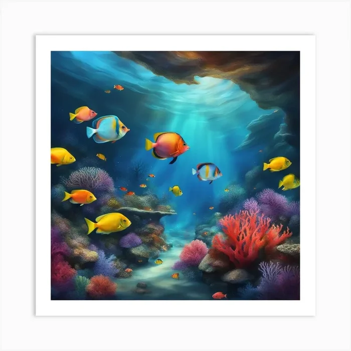 A Digital Painting Of A Vibrant Surreal Underwate Art PrintS by Shahry