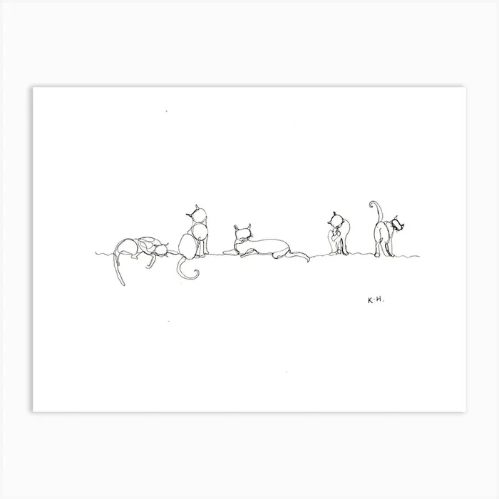 A glaring of cats Art Print by Kate Hole