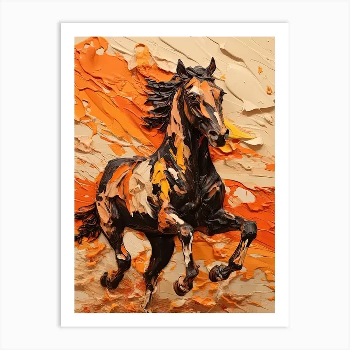A Horse Painting In The Style Of Impasto 4 Art Print by Equine Masterpieces