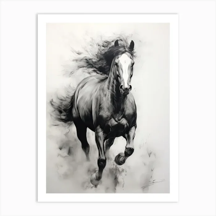 A Horse Painting In The Style Of Monochrome Painting 2 Art Print by Equine Masterpieces