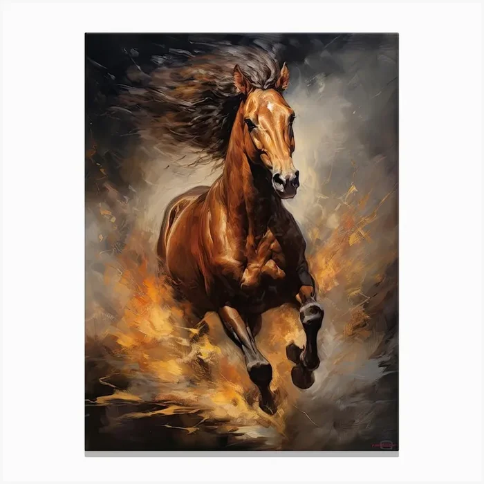 A Horse Painting In The Style Of Oil Painting 4 Canvas Print by Equine Masterpieces