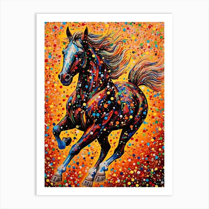 A Horse Painting In The Style Of Pointillism 1 Art Print by Equine Masterpieces