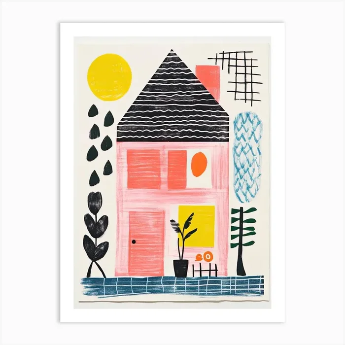 A House In Cape Cod, Abstract Risograph Style 2 Art Print by Vintage Ink