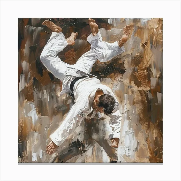 A Judo Throw Oil Painting Illustration 1718705044 2 Canvas Print by ThatWorksMedia