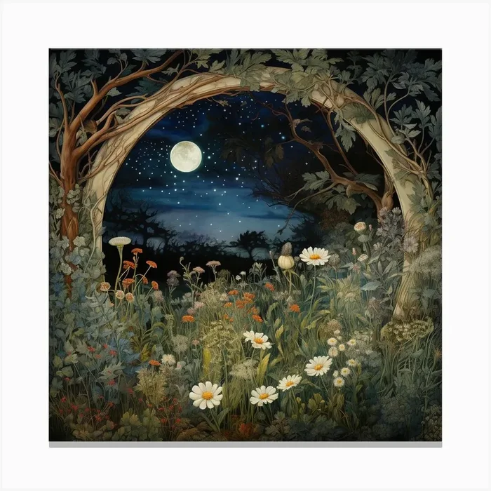 A Magical Midnight Moonlit Landscape Canvas PrintZA by Zenaria Arts