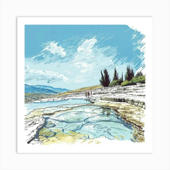 A Pamukkale In Turkey Hand Drawn Sketch Illustra 1720349300 3 Art Print by ThatWorksMedia