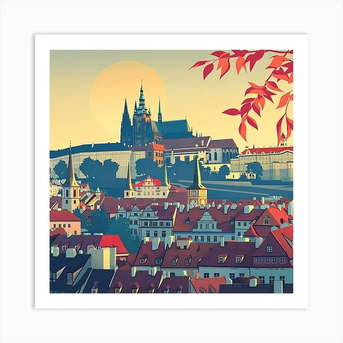 A Prague Castle In Prague Vector Design Illustra 1720028526 4 Art Print by ThatWorksMedia