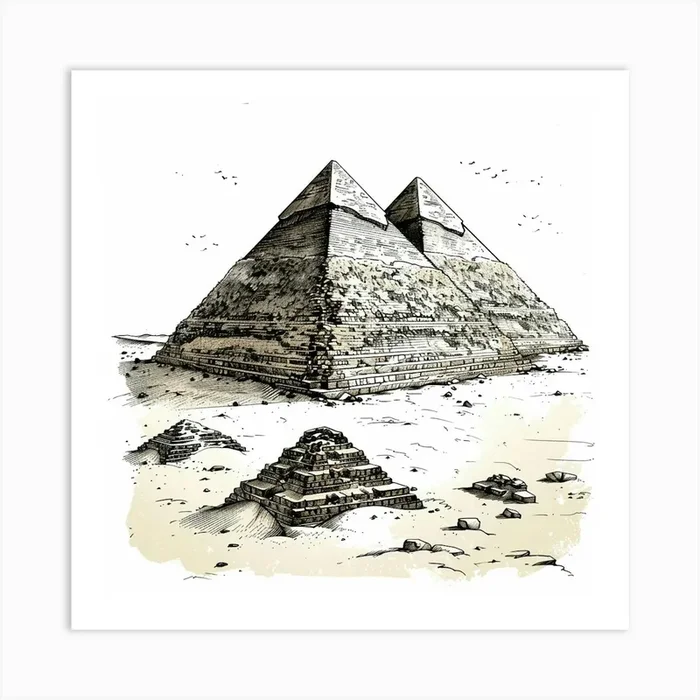 A Pyramids Of Giza Hand Drawn Sketch Illustratio 1719955285 3 Art Print by ThatWorksMedia