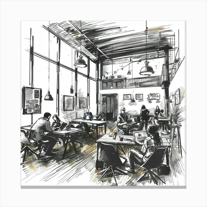A Startup Incubator Hand Drawn Sketch Illustrati 1718666724 2 Canvas Print by ThatWorksMedia