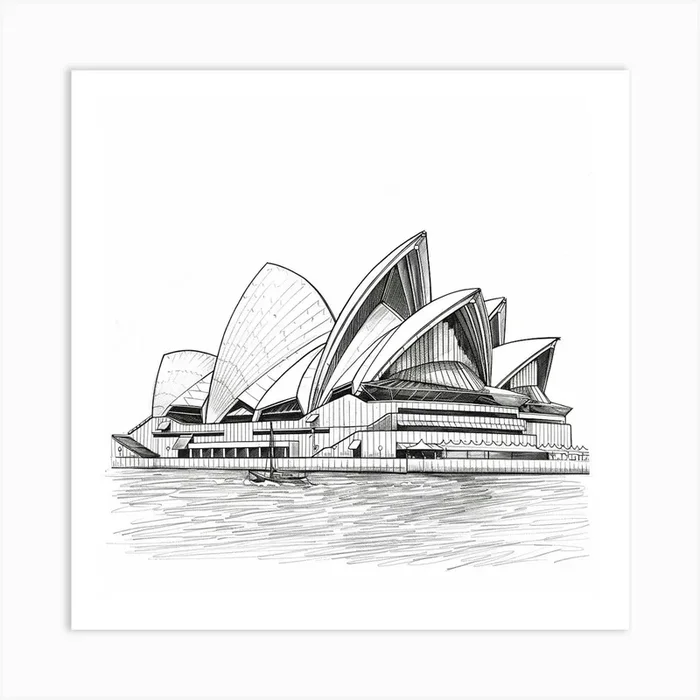 A Sydney Opera House In Sydney Hand Drawn Sketch 1719930199 4 Art Print by ThatWorksMedia