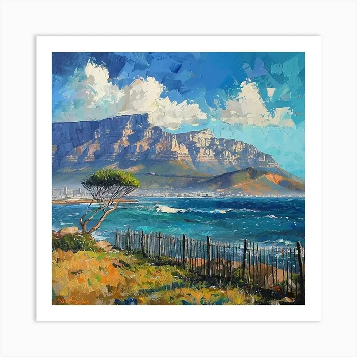 A Table Mountain In Cape Town Oil Painting Illus 1720033937 4 Art Print by ThatWorksMedia