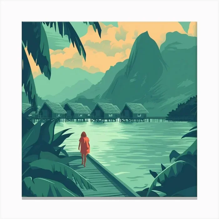 A Tahiti In French Polynesia Lofi Illustration 1720357037 2 Canvas Print by ThatWorksMedia