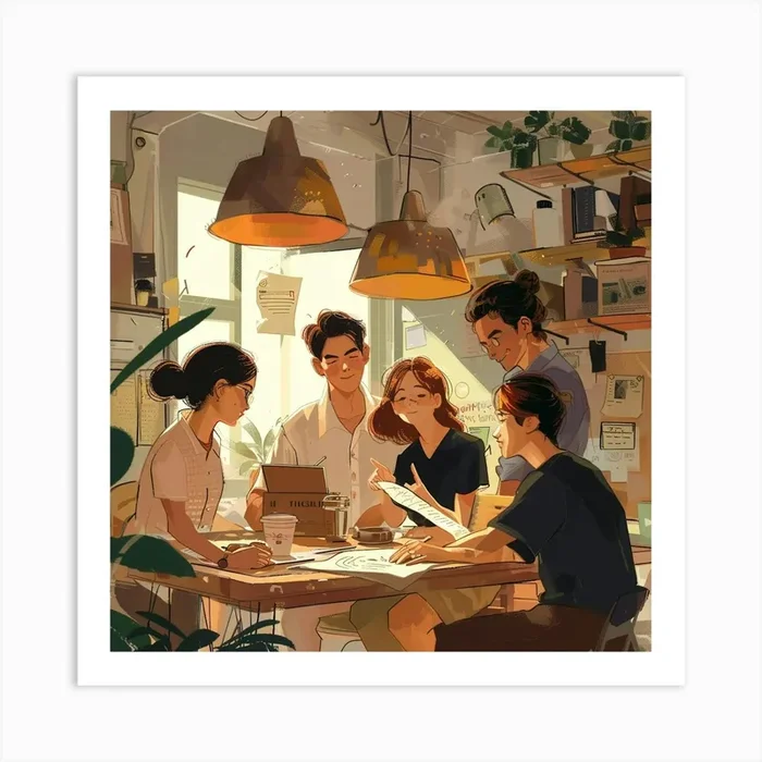 A Team Brainstorming Lofi Illustration 1718665794 1 Art Print by ThatWorksMedia