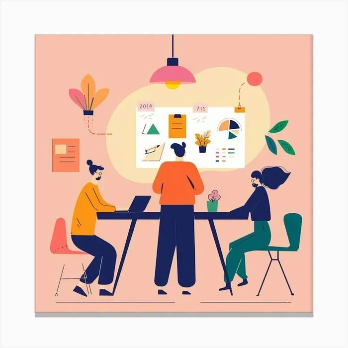 A Team Brainstorming Vector Design Illustration 1718665974 2 Canvas Print by ThatWorksMedia