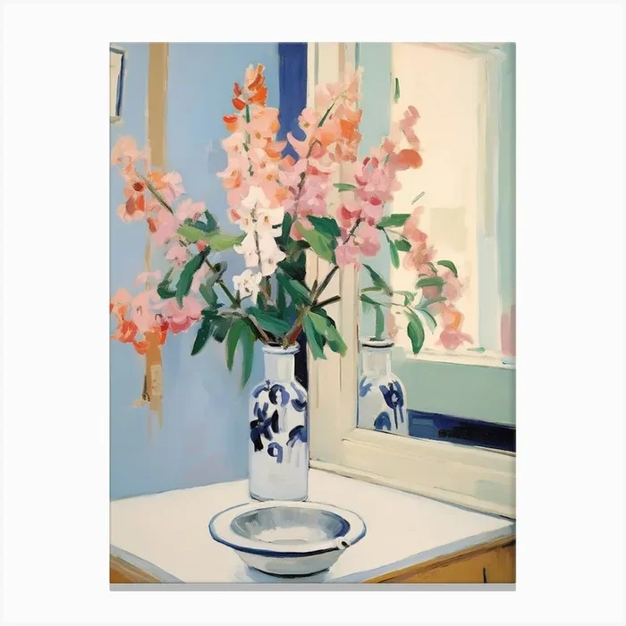 A Vase With Snapdragon, Flower Bouquet 3 Canvas Print by Flora Expressions