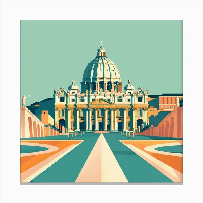 A Vatican City In Rome Minimal Illustration 1719920232 3 Canvas Print by ThatWorksMedia