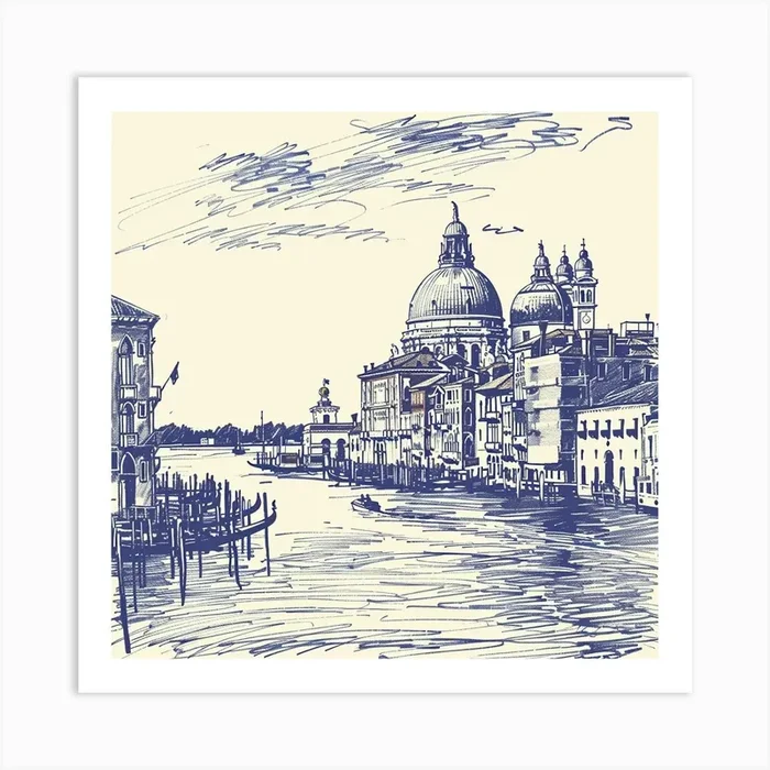 A Venice With Grand Canal Hand Drawn Sketch Illu 1720474740 2 Art Print by ThatWorksMedia