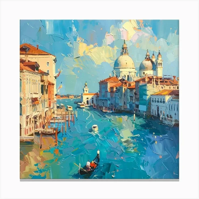 A Venice With Grand Canal Oil Painting Illustrat 1720474960 4 Canvas Print by ThatWorksMedia