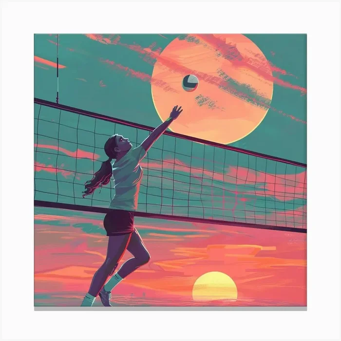 A Volleyball Spike Lofi Illustration 1718705844 3 Canvas Print by ThatWorksMedia
