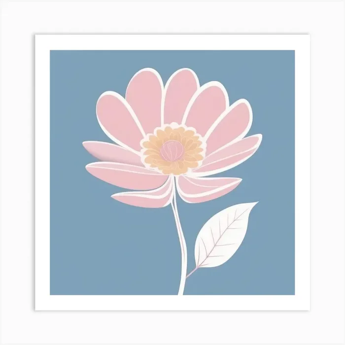 A White And Pink Flower In Minimalist Style Square Composition 259 Art PrintT by ThanhNguyen