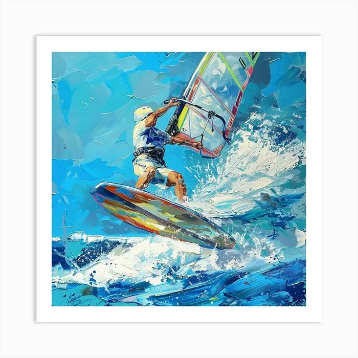 A Windsurfing Oil Painting Illustration 1718707403 2 Art Print by ThatWorksMedia