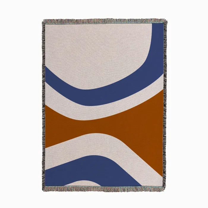 Ab Ocher Blue Woven Throw by Susana Costa